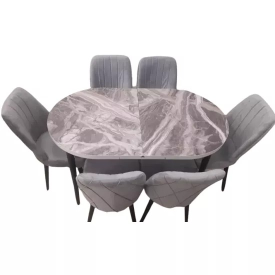 Set masa extensibila cu 6 scaune Kelebek ES-705, 80×136/166x75