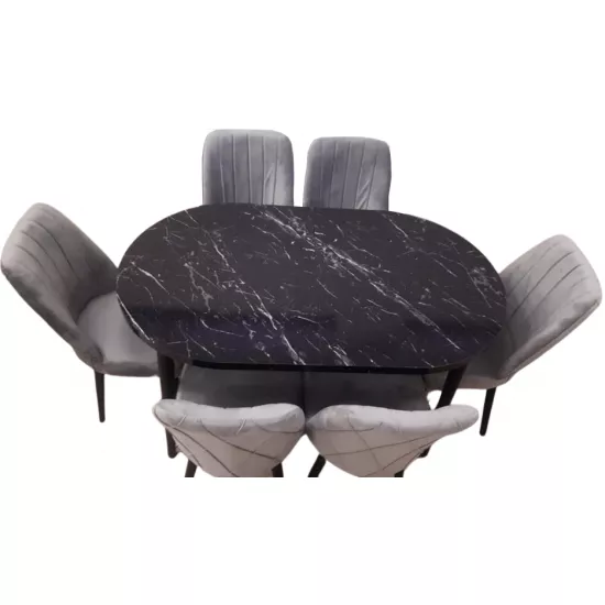 Set masa extensibila cu 6 scaune Kelebek ES-706, 80×136/166x75