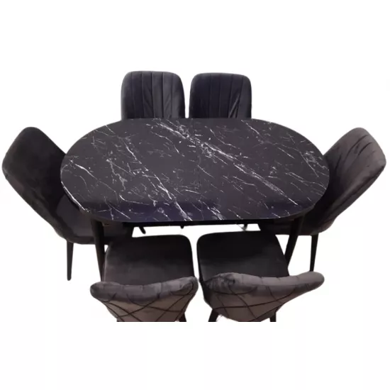 Set masa extensibila cu 6 scaune Kelebek ES-708, 80×136/166x75