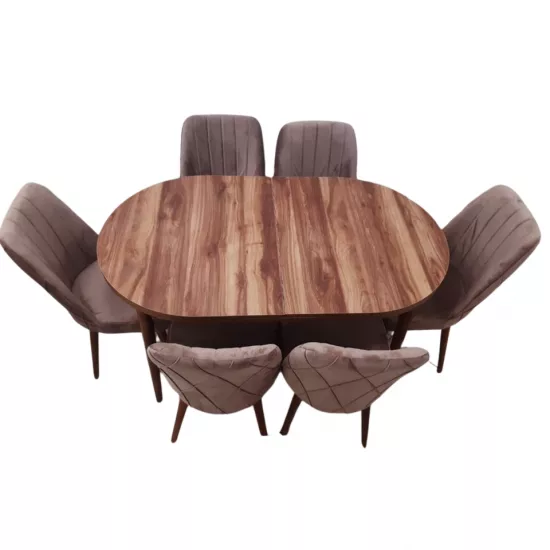 Set masa extensibila cu 6 scaune Kelebek ES-710, 80×136/166x75