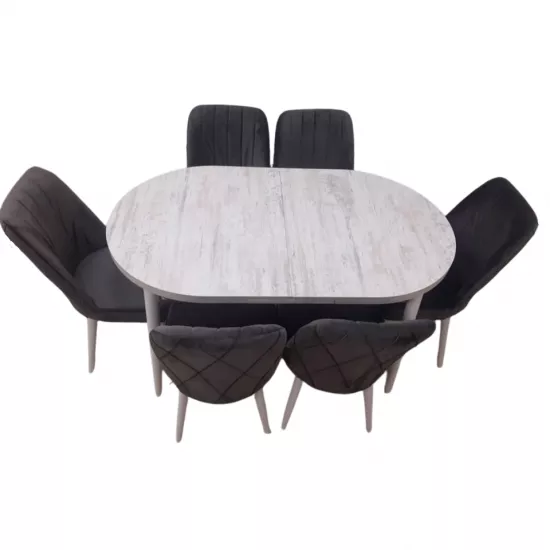 Set masa extensibila cu 6 scaune Kelebek ES-712, 80×136/166x75