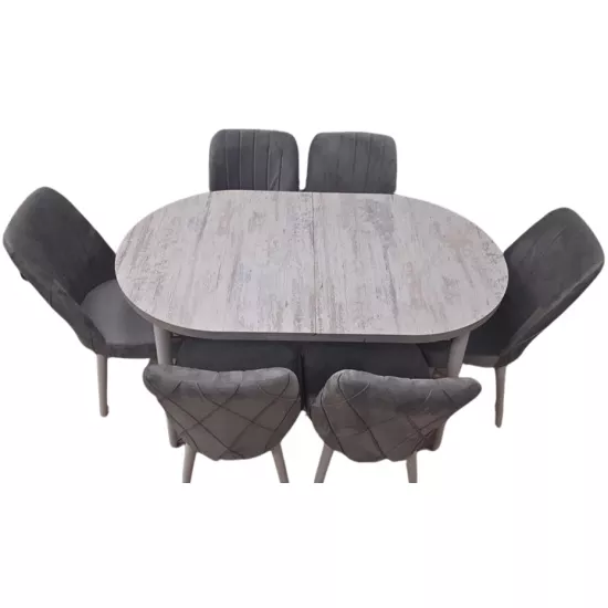 Set masa extensibila cu 6 scaune Kelebek ES-713, 80×136/166x75