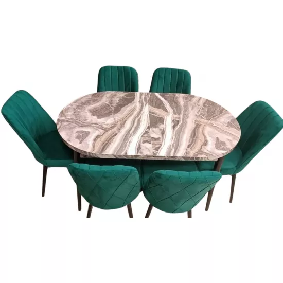 Set masa extensibila cu 6 scaune Kelebek ES-718, 80×136/166x75