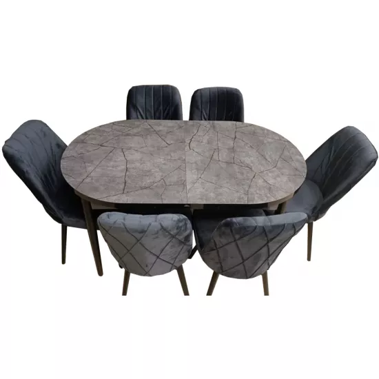 Set masa extensibila cu 6 scaune Kelebek ES-720, 80×136/166x75