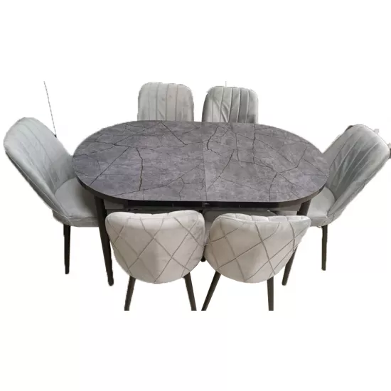 Set masa extensibila cu 6 scaune Kelebek ES-721, 80×136/166x75