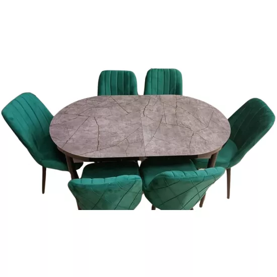 Set masa extensibila cu 6 scaune Kelebek ES-722, 80×136/166x75