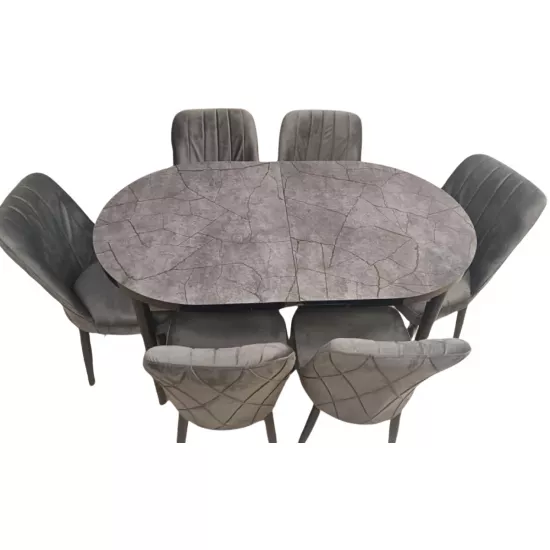 Set masa extensibila cu 6 scaune Kelebek ES-730, 80×136/166x75