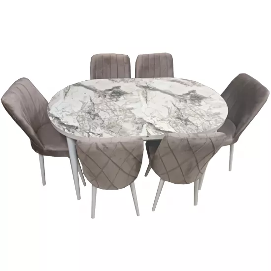 Набор раздвижной стол с 6 стульями Kelebek ES-731, 80×136/166x75