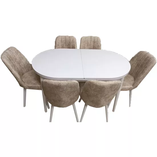 Set masa extensibila cu 6 scaune Kelebek ES-750, 80×136/166x75