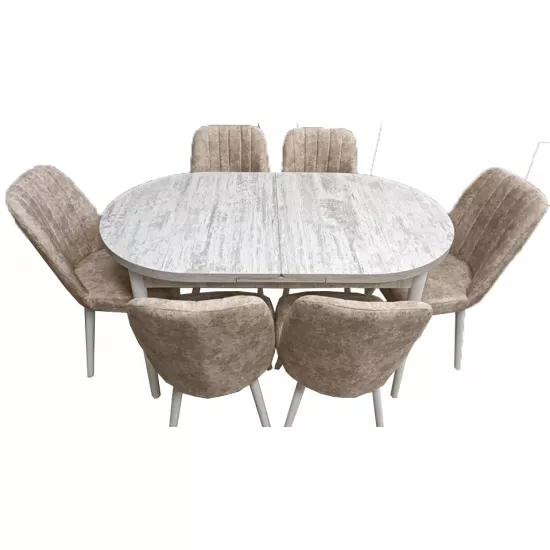 Набор раздвижной стол с 6 стульями Kelebek ES-751, 80×136/166x75