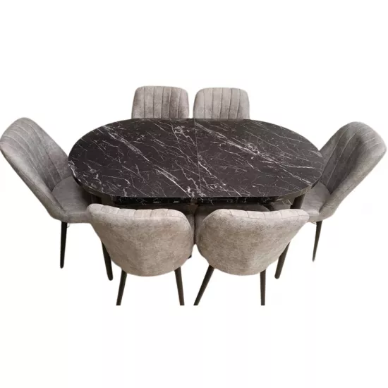 Набор раздвижной стол с 6 стульями Kelebek ES-760, 80×136/166x75