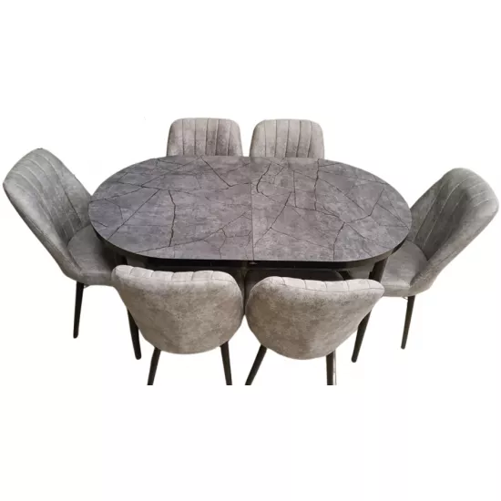 Set masa extensibila cu 6 scaune Kelebek ES-761, 80×136/166x75