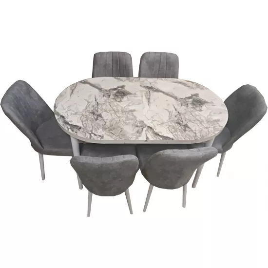 Set masa extensibila cu 6 scaune Kelebek ES-770, 80×136/166x75