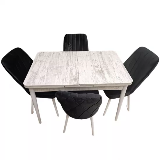 Набор раздвижной стол с 4 стульями Kelebek ES-955, 70x110/140x75