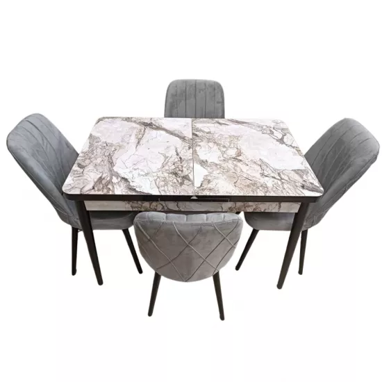 Набор раздвижной стол с 4 стульями Kelebek ES-965, 70x110/140x75