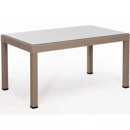 Masă de grădină Moda Life Rattan (150x90) cu sticla, Cappucino