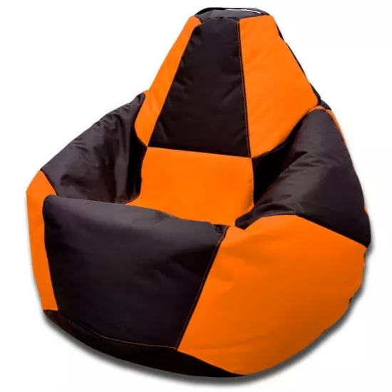 Fotoliu tip sac BeanBag Chess Oxford 600D L BM5957, Negru/Portocaliu