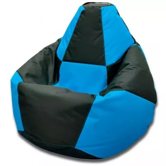 Кресло мешок BeanBag Chess Oxford 600D XXL BM5970, Черный/Голубой