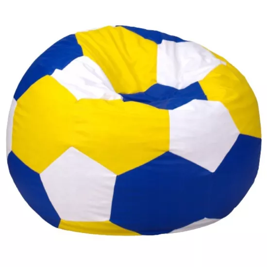 Fotoliu tip sac BeanBag Minge Ares L BM6039, albastru/galben/alb