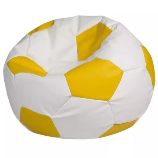 Кресло мешок BeanBag Мяч Ares XXL BM6029, Белый/Жёлтый
