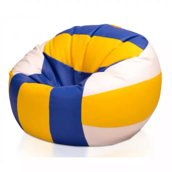 Fotoliu tip sac BeanBag Minge Volei Ares XL BM0546, albastru/galben/alb