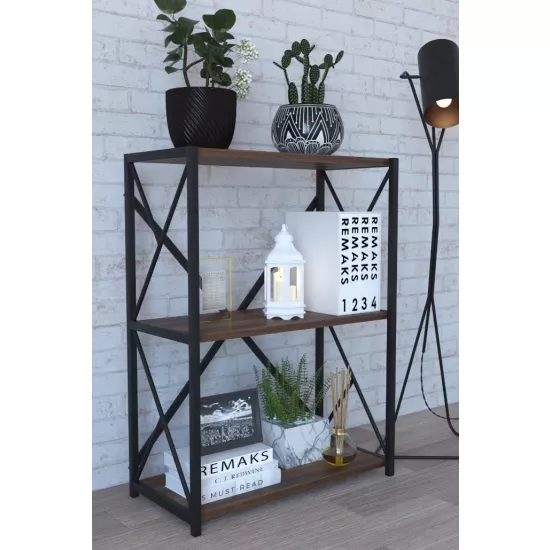 Raft Remaks 3 Shelf Metal (70 cm), Walnut