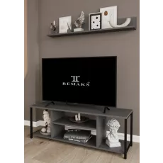 Comodă TV + Raft de perete Remaks Jolie (120 cm), Antharacite