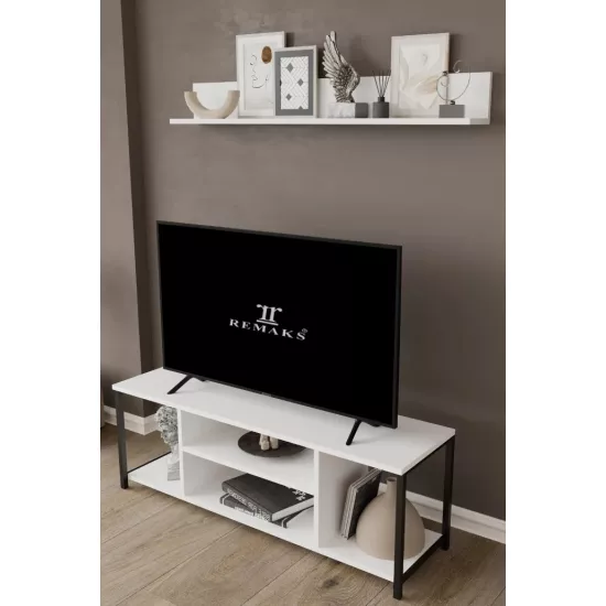 Comodă TV + Raft de perete Remaks Jolie (120 cm), White