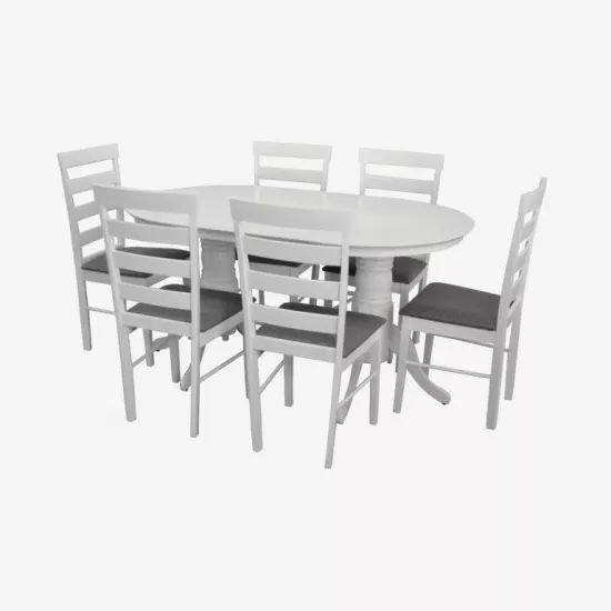 Set de mobilÄ? Eva Masa HV-24 V White + 6 scaune GLORIA (White, NV-10WP Grey)
