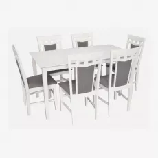 Set de mobilă Eva Masa SANFLOWER White+ 6 scaune Deepa R (White, NV-10WP Grey)