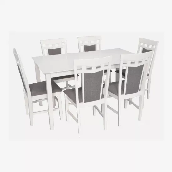 Set de mobilă Eva Masa SANFLOWER White+ 6 scaune Deepa R (White, NV-10WP Grey)
