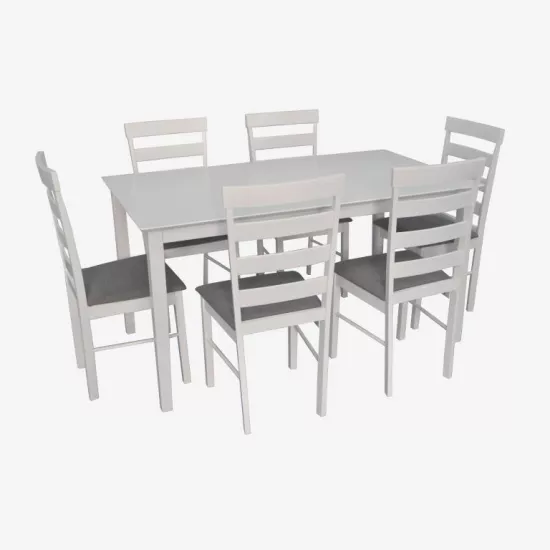 Стол SANFLOWER White + 6 стульев GLORIA (White, NV-10WP Grey)
