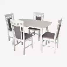 Set de mobilă Eva Masa Cooper White + 4 scaune Deepa R (White, NV-10WP Grey )