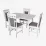Set de mobilă Eva Masa Cooper White + 4 scaune Deepa R (White, NV-10WP Grey )