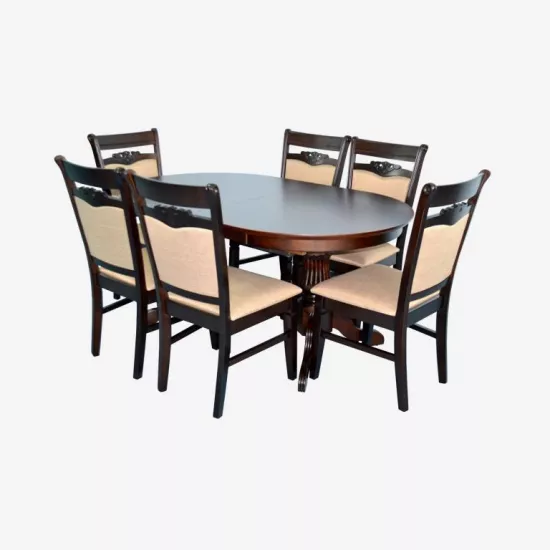 Set de mobilă Eva Masa HV-33V Chocolate + 6 scaune HV-3167 (Chocolate, NV-3WP Brown)
