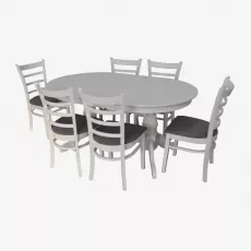 Set de mobilă Eva Стол HV-33V White + 6 стульев COCO (White, NV-10WP Grey)