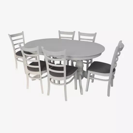 Набор мебели Eva Стол HV-33V White + 6 стульев COCO (White, NV-10WP Grey)