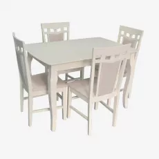 Set de mobilă Eva Masa HV-29V Creamy + 4 scaune Deepa R (Creamy Light, NV-1WP)