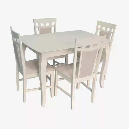 Set de mobilă Eva Masa HV-29V Creamy + 4 scaune Deepa R (Creamy Light, NV-1WP)