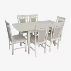 Set de mobilă Eva Masa HV-29V Creamy + 6 scaune Deepa R (Creamy Light, NV-1WP)