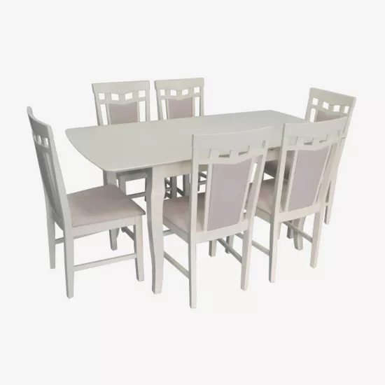 Set de mobilă Eva Masa HV-29V Creamy + 6 scaune Deepa R (Creamy Light, NV-1WP)