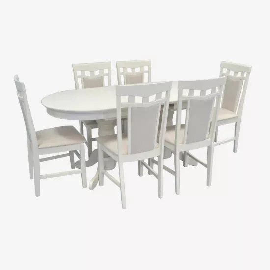 Set de mobilă Eva Masa HV-31N Creamy + 6 scaune Deepa R (Creamy Light, NV-1WP)