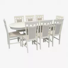 Set de mobilă Eva masa HV-31N Creamy + 8 scaune Deepa R (Creamy Light, NV-1WP)