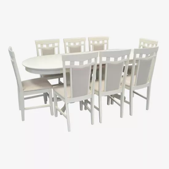 Set de mobilă Eva masa HV-31N Creamy + 8 scaune Deepa R (Creamy Light, NV-1WP)