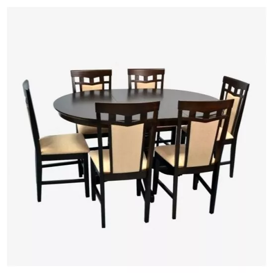 Set de mobilă Eva Стол Capella Chocolate + 6 стульев Deepa R (Chocolate, F-787 Bej)