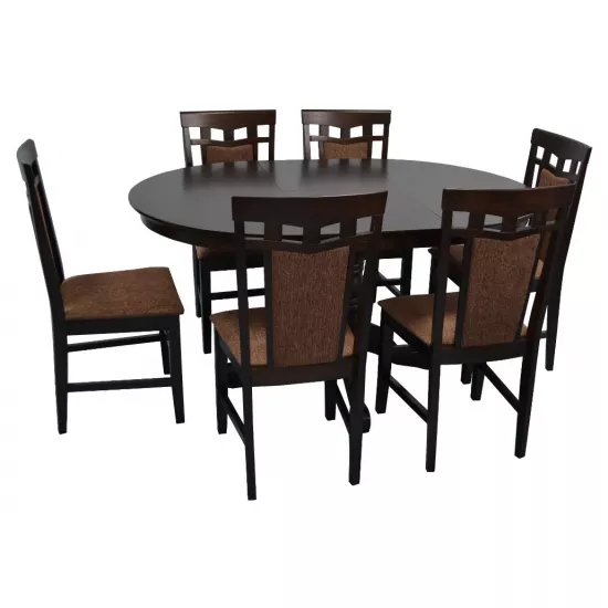 Set de mobilă Eva masa Capella Chocolate + 6 scaune Deepa R (Chocolate, F-789 Brown)