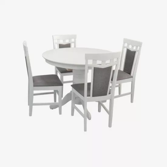 Set de mobilă Eva masa Capella White + 4 scaune Deepa R (White, NV-10WP Grey )