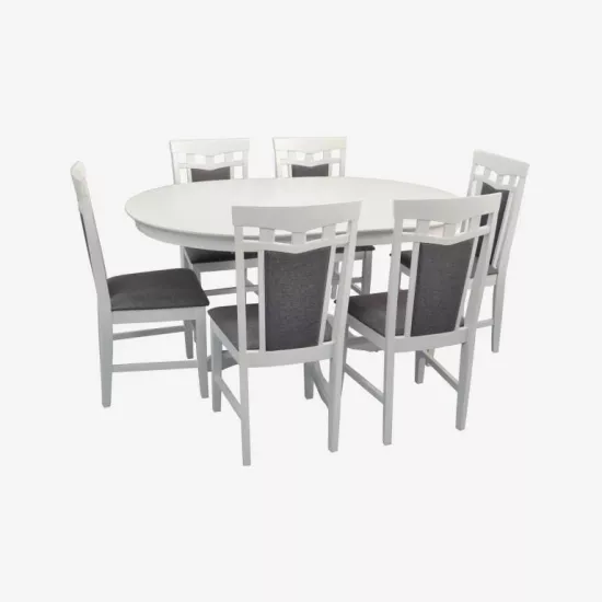 Set de mobilă Eva masa Capella White + 6 scaune Deepa R (White, NV-10WP Grey )