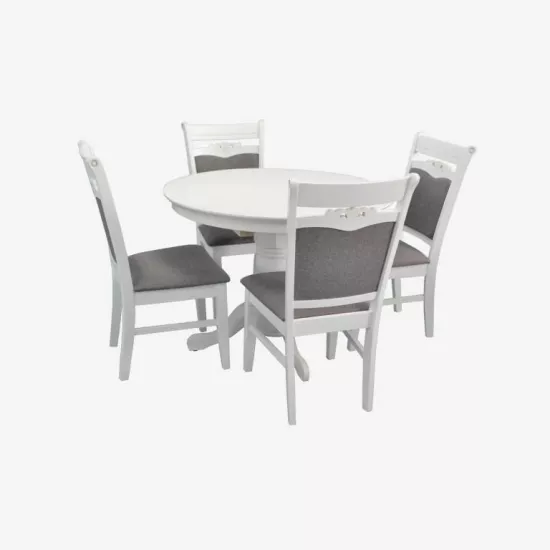 Set de mobilă Eva masa Capella White + 4 scaune HV-3167 (White, NV-10WP Grey )