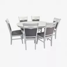 Set de mobilă Eva masa Capella White + 6 scaune HV-3167 (White, NV-10WP Grey )